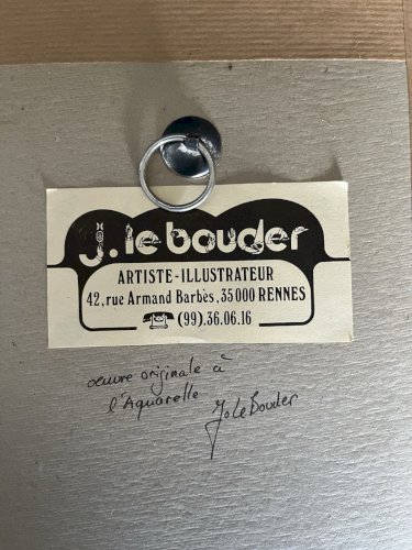 Aquarelle nue  clair obscur Jo Le Bouder  Rennes déco vintage art artiste Breton