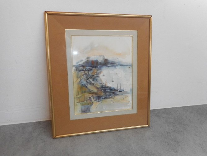 AQUARELLE SIGNEE DECOR DE MARIN N° 1