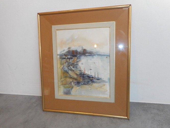 AQUARELLE SIGNEE DECOR DE MARIN N° 1