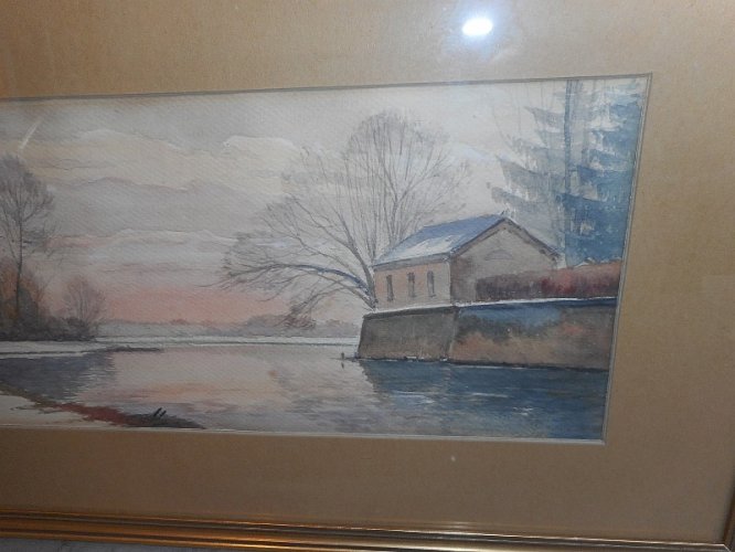 AQUARELLE SIGNEE DECOR DE RIVIERE N° 3