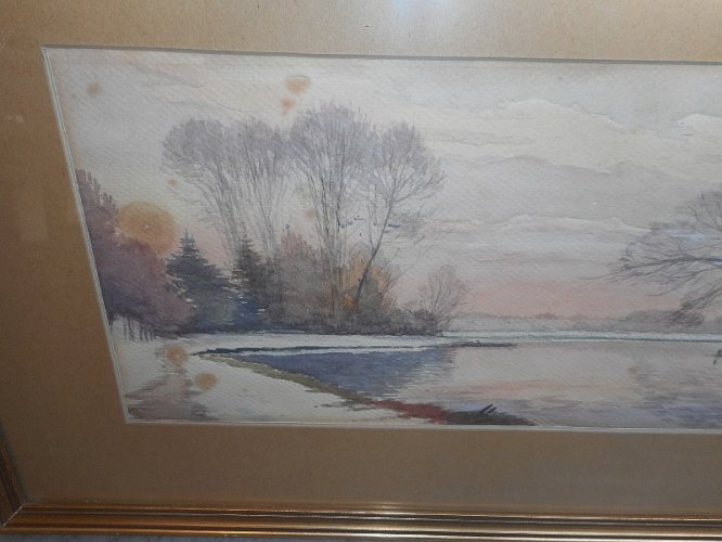 AQUARELLE SIGNEE DECOR DE RIVIERE N° 3