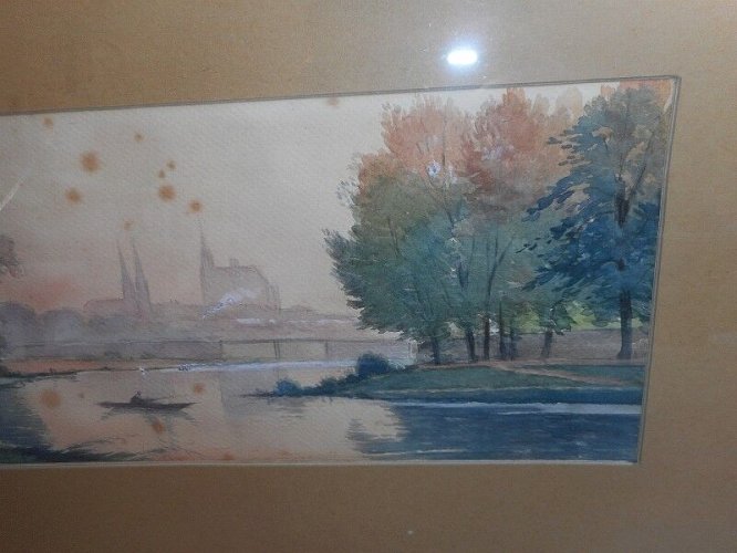 AQUARELLE SIGNEE DECOR DE RIVIERE N° 4