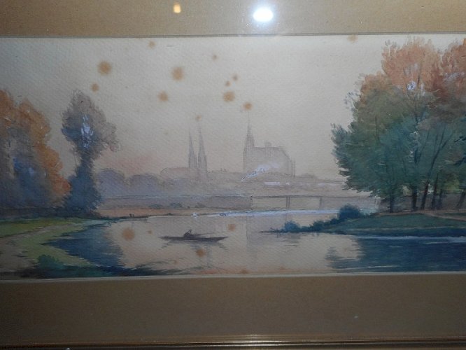 AQUARELLE SIGNEE DECOR DE RIVIERE N° 4