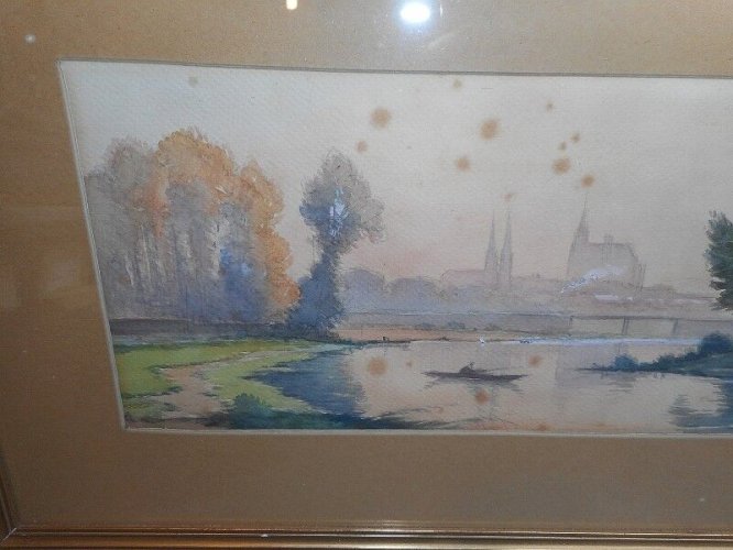 AQUARELLE SIGNEE DECOR DE RIVIERE N° 4