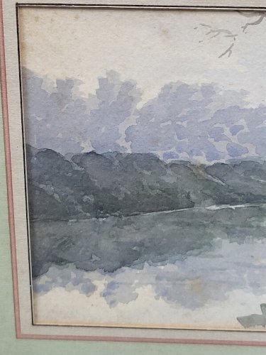 AQUARELLE SOUS VERRE SIGNEE F JAVEL