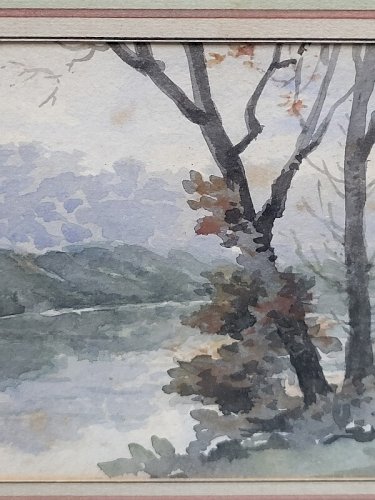AQUARELLE SOUS VERRE SIGNEE F JAVEL