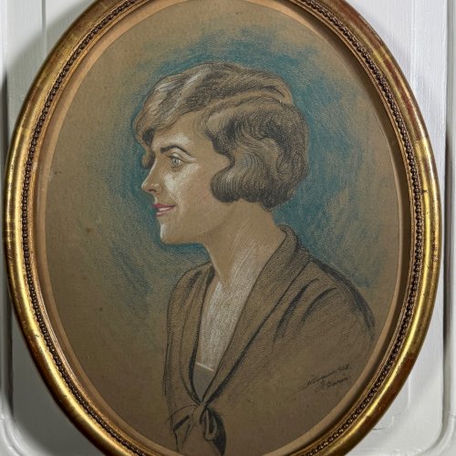 Aquarelle sur papier 1930 portrait de femme Paris A5842