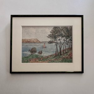 Watercolor on seaside paper by Félix Robin 20th century A5799