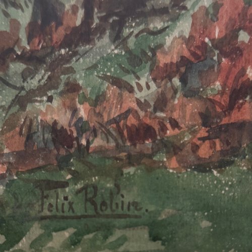 Aquarelle sur papier bord de mer par Félix Robin XXe A5799