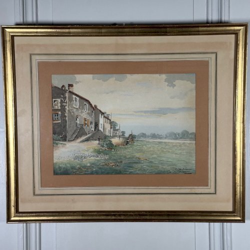 Aquarelle sur papier Côte Saint Sébastien Nantes par J. Cathelineau L1066