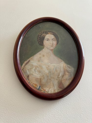 Aquarelle sur papier début XXe portrait de femme du début XIXe A5635