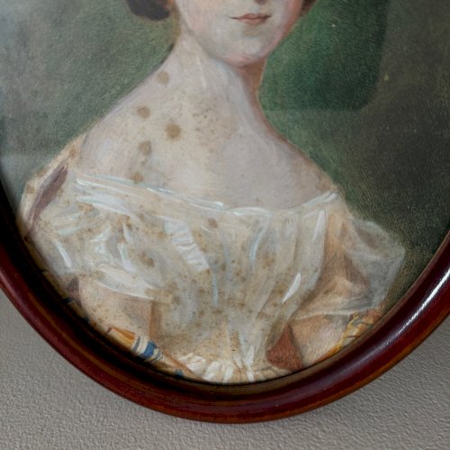 Aquarelle sur papier début XXe portrait de femme du début XIXe A5635