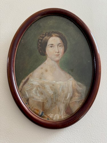 Aquarelle sur papier début XXe portrait de femme du début XIXe A5635