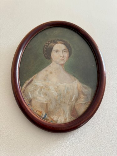 Aquarelle sur papier début XXe portrait de femme du début XIXe A5635