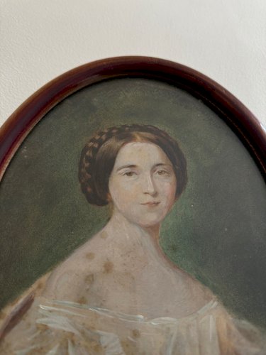 Aquarelle sur papier début XXe portrait de femme du début XIXe A5635