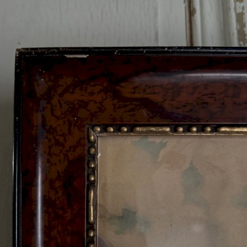 Aquarelle sur papier jeune fille allongée sur un lit fin XIXe A5720