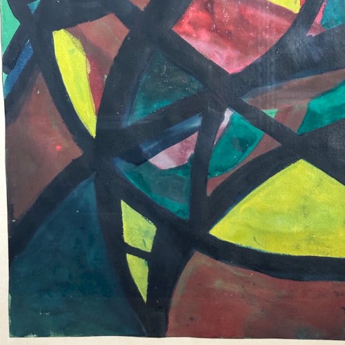 Aquarelle sur papier moderniste 1960 par Raymond Trameau L1070
