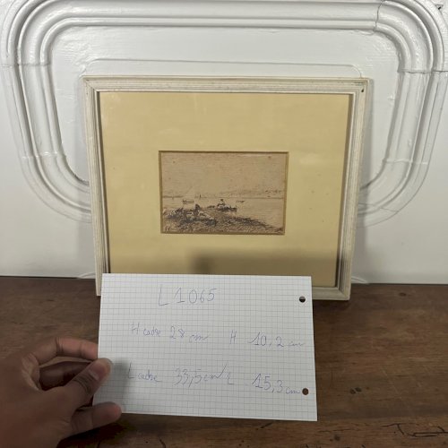 Aquarelle sur papier monogrammée représentant des bateaux L1065
