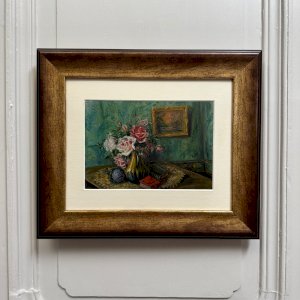 Aquarelle sur papier nature morte bouquet de fleurs XXe par Rivoto A5856