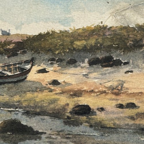 Aquarelle sur papier par Jean-Jacques Marchadour 1986 barque de pêche L1015