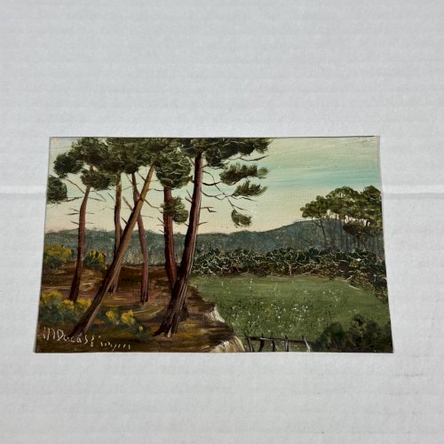 Aquarelle sur papier par M. Ducas représentant des arbres XXe L1016