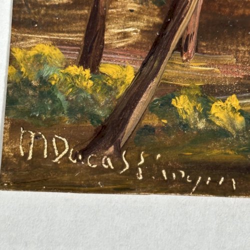 Aquarelle sur papier par M. Ducas représentant des arbres XXe L1016