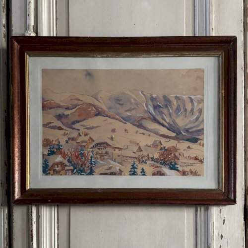 Aquarelle sur papier par Robert Gaillard XXe Megève 1944 A5696