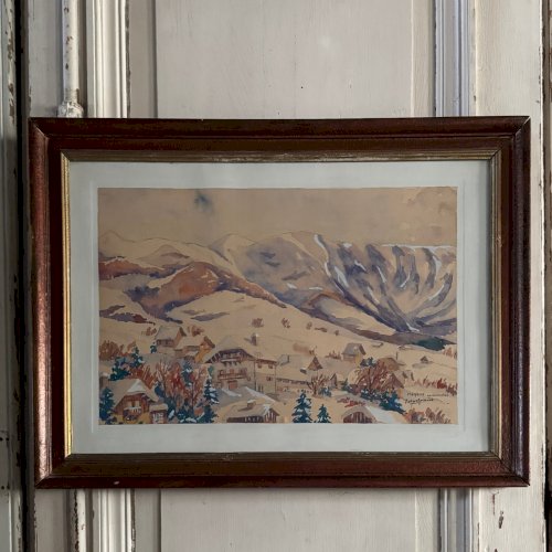 Aquarelle sur papier par Robert Gaillard XXe Megève 1944 A5696