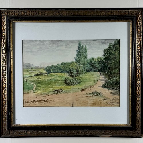 Aquarelle sur papier représentant un chemin par C. Piveteau 1915 A5850