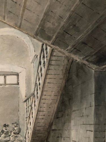 Aquarelle Sur Papier XIXe 1850 Drawing Peinture Château Ancien Art Old Dessin