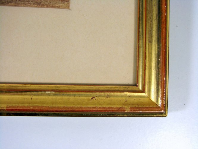 Aquarelle XIX° LES GLANEURS pas Signée Cadre Bois Doré sous Verre Marie-louise