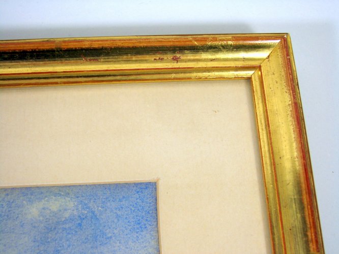 Aquarelle XIX° LES GLANEURS pas Signée Cadre Bois Doré sous Verre Marie-louise