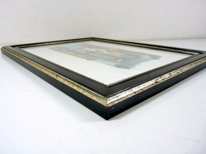 Aquarelle XX° MAISON d'ITALIE signée V. Esposito cadre bois sous verre