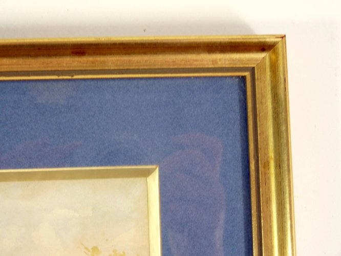 Aquarelle1 XIX° SCOTTISH SCHOOL "AU BORD DE LA RIVIERE" signée James W. Ferguson