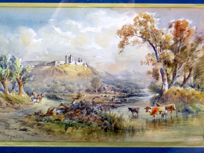 Aquarelle2 XIX° SCOTTISH SCHOOL "SCENE BUCOLIQUE" signée James W. Ferguson