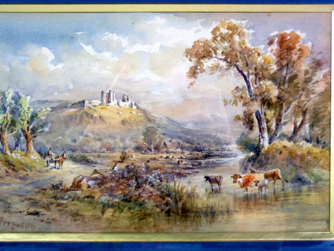 Aquarelle2 XIX° SCOTTISH SCHOOL "SCENE BUCOLIQUE" signée James W. Ferguson