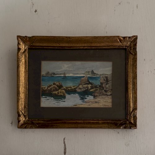 Aquarelles sur papier représentant des côtes rocheuses XXe par L. Roger A5716