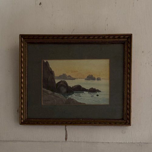 Aquarelles sur papier représentant des côtes rocheuses XXe par L. Roger A5716