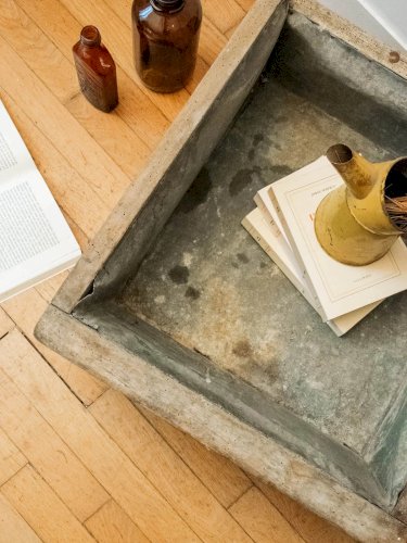 Ariel, le grand porte-plante en zinc et bois N°476