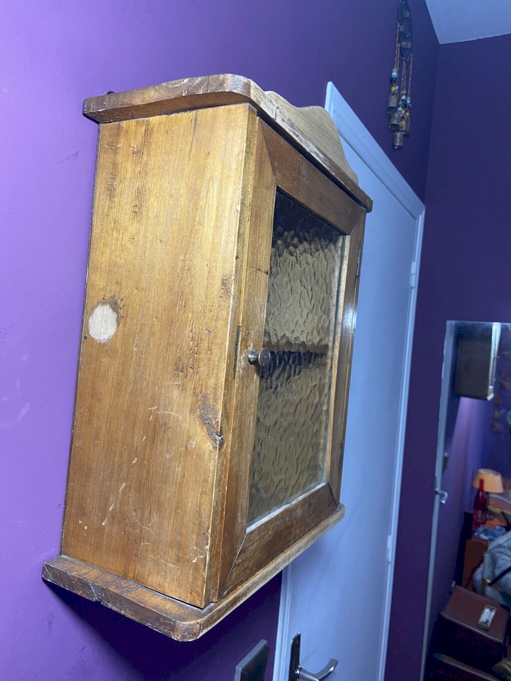 Armoire à pharmacie ou de toilette vintage 1940 en bois ciré Naturel