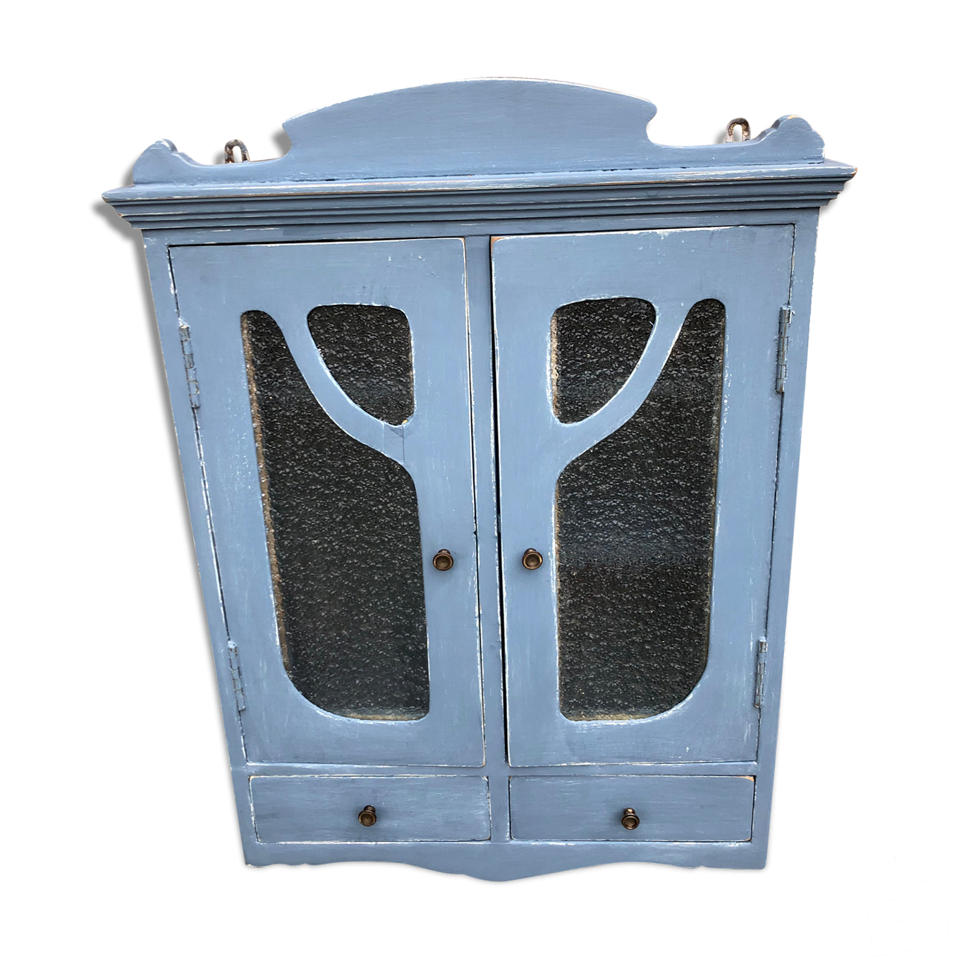 Armoire à pharmacie patinée au pastel Vintage Bleu Bois Vendu