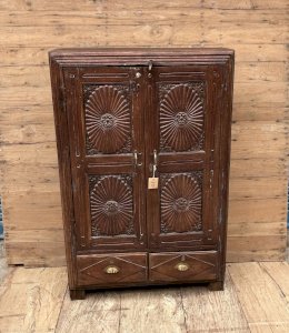 armoire de Bikaner- Rajasthan ciselée en teck birman