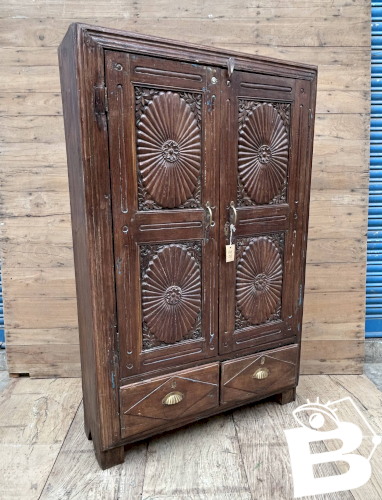 armoire de Bikaner- Rajasthan ciselée en teck birman