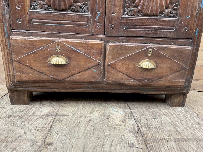 armoire de Bikaner- Rajasthan ciselée en teck birman