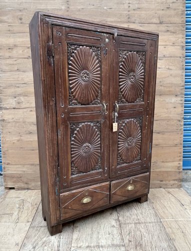 armoire de Bikaner- Rajasthan ciselée en teck birman