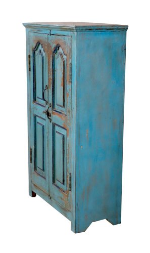 Armoire en teck birman avec patine bleu d’origine