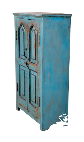 Armoire en teck birman avec patine bleu d’origine
