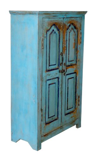 Armoire en teck birman avec patine bleu d’origine