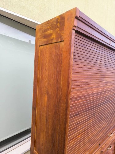 Armoire secrétaire rideaux bois rangement volet vintage années 1940