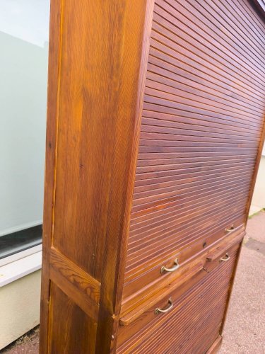 Armoire secrétaire rideaux bois rangement volet vintage années 1940